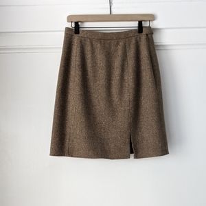 Vintage Wool Blend Brown Tweed A Line Skirt